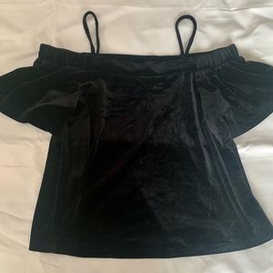 Black Off-the-Shoulder Velvet Top